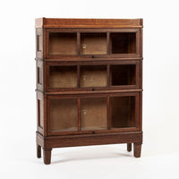 Antique American Three Shelf Barrister Bookcase Cabinet in Tiger Oak