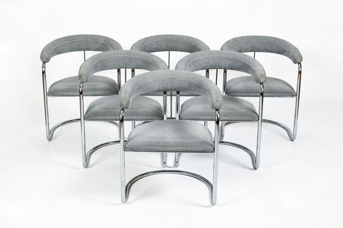 Set of 6 Mid-Century Modern SS33 Chrome Dining Chairs by Anton Lorenz for Thonet, 1970s