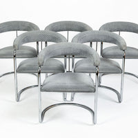 Set of 6 Mid-Century Modern SS33 Chrome Dining Chairs by Anton Lorenz for Thonet, 1970s