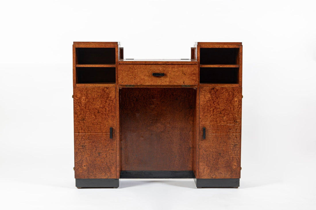 American Art Deco Birdseye Maple Vanity Cabinet or Dressing Table, Circa 1930