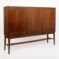 Mid Century Walnut Wood High Cabinet Credenza or Sideboard