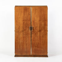 Antique French Art Deco Mahogany Wardrobe Armoire Cabinet, 1940s