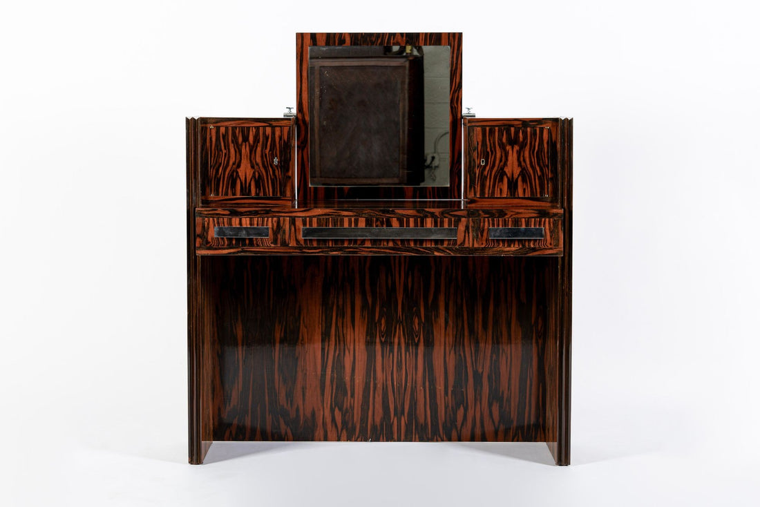 Antique French Art Deco Macassar Ebony Vanity Cabinet by Georges Champion (attr)
