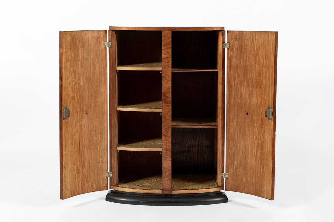 Antique Art Deco Small Burlwood Drinking Cabinet, 1930s