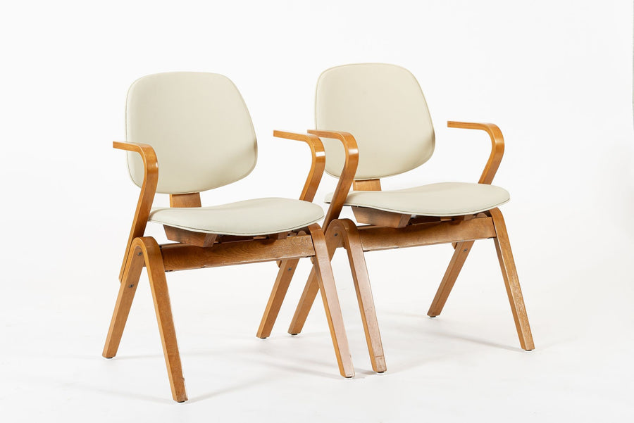 Mid Century Plywood Arm Chairs by Joe Atkinson for Thonet