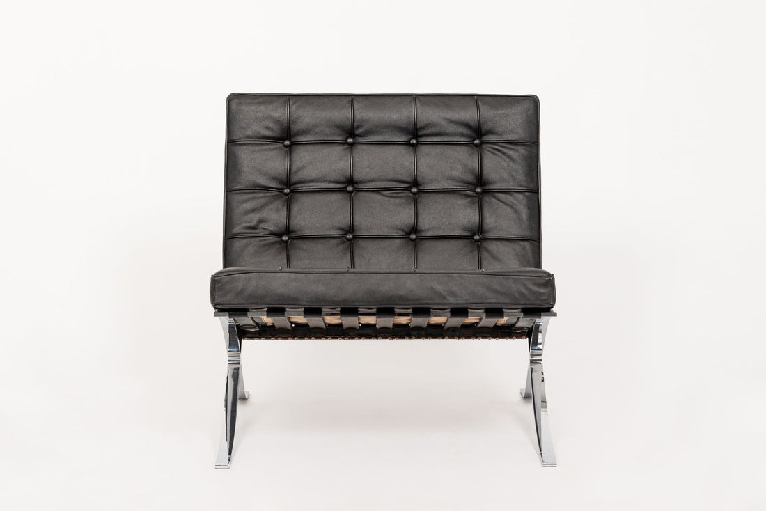 Mid Century Black Barcelona Chair by Mies van der Rohe for Knoll