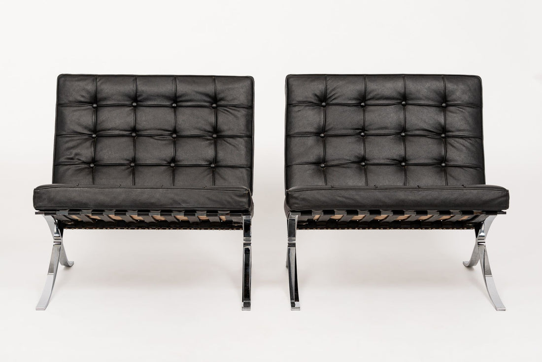 Mid Century Black Barcelona Chairs by Mies van der Rohe for Knoll