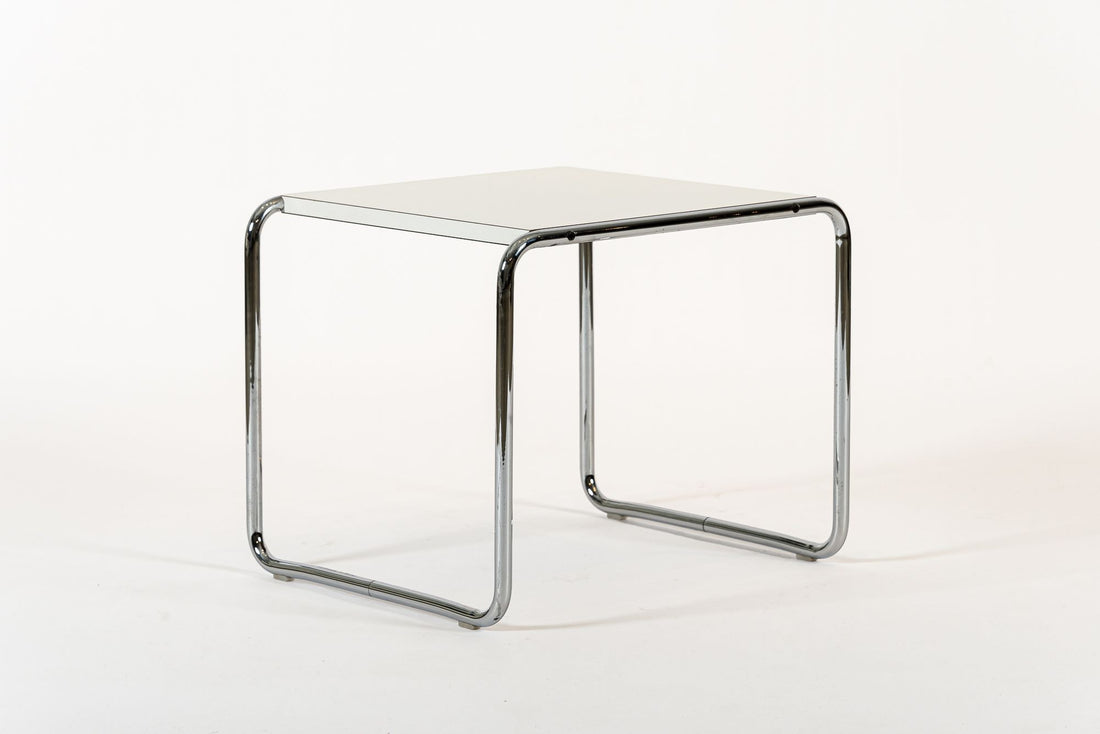 Mid Century White Tubular Steel Laccio Side Table by Marcel Breuer for Knoll