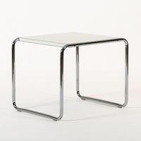 Mid Century White Tubular Steel Laccio Side Table by Marcel Breuer for Knoll