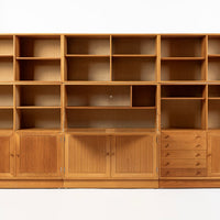 Danish Modern Oak Modular Wall Unit, Mid Century Bookcase Display Cabinet