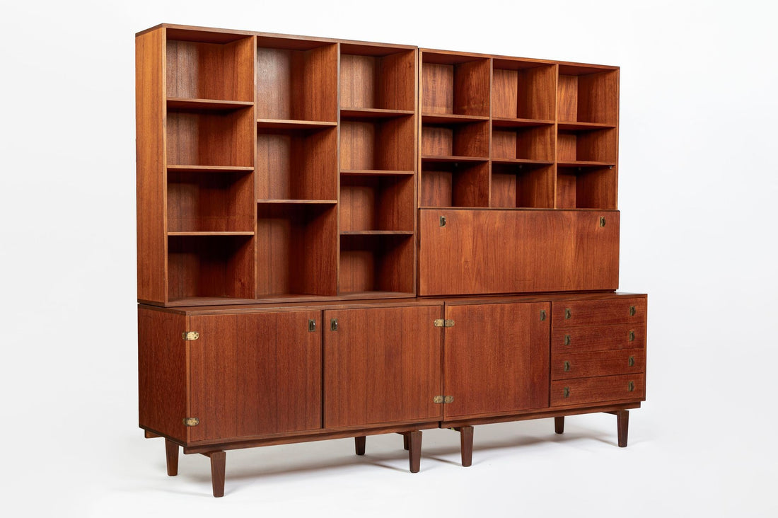 Mid-Century Danish Teak Wall Unit Bookcase by Peter Løvig Nielsen, Pair, 1960s