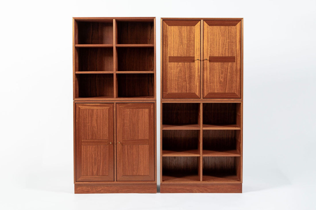Danish Modern Modular Bookshelf Cabinet System in Teak Wood