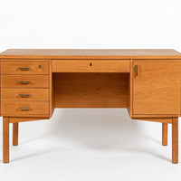 Mid Century Danish Modern Oak Wood Writing Desk 1960s
