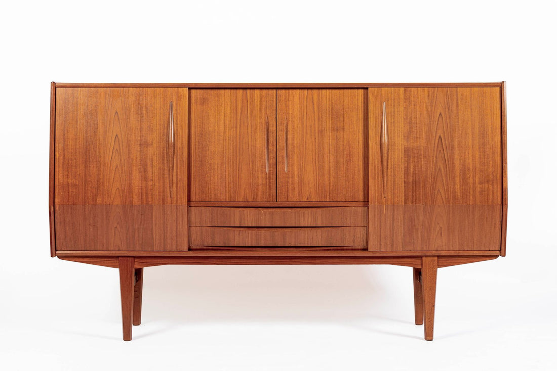 Mid-Century Danish Modern Teak High Sideboard or Bar Cabinet 1960s