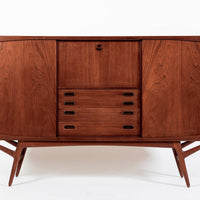 Mid Century Danish Teak Tall Sideboard or Bar Cabinet by Harry Ostergaard