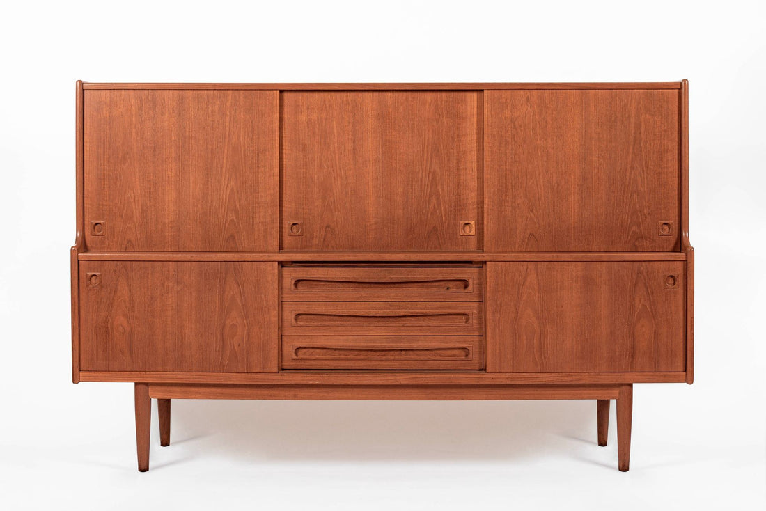 Mid-Century Danish Teak Tall Sideboard or Bar Cabinet by Johannes Andersen