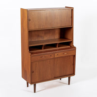 Mid Century Danish Teak Wood Bookcase Cabinet & Secretary Desk 1960s