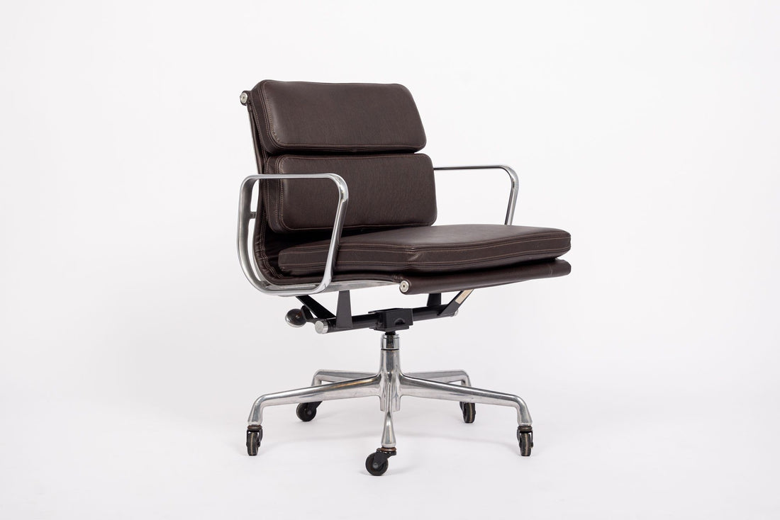 Mid Century Dark Brown Leather Office Chair by Eames for Herman Miller