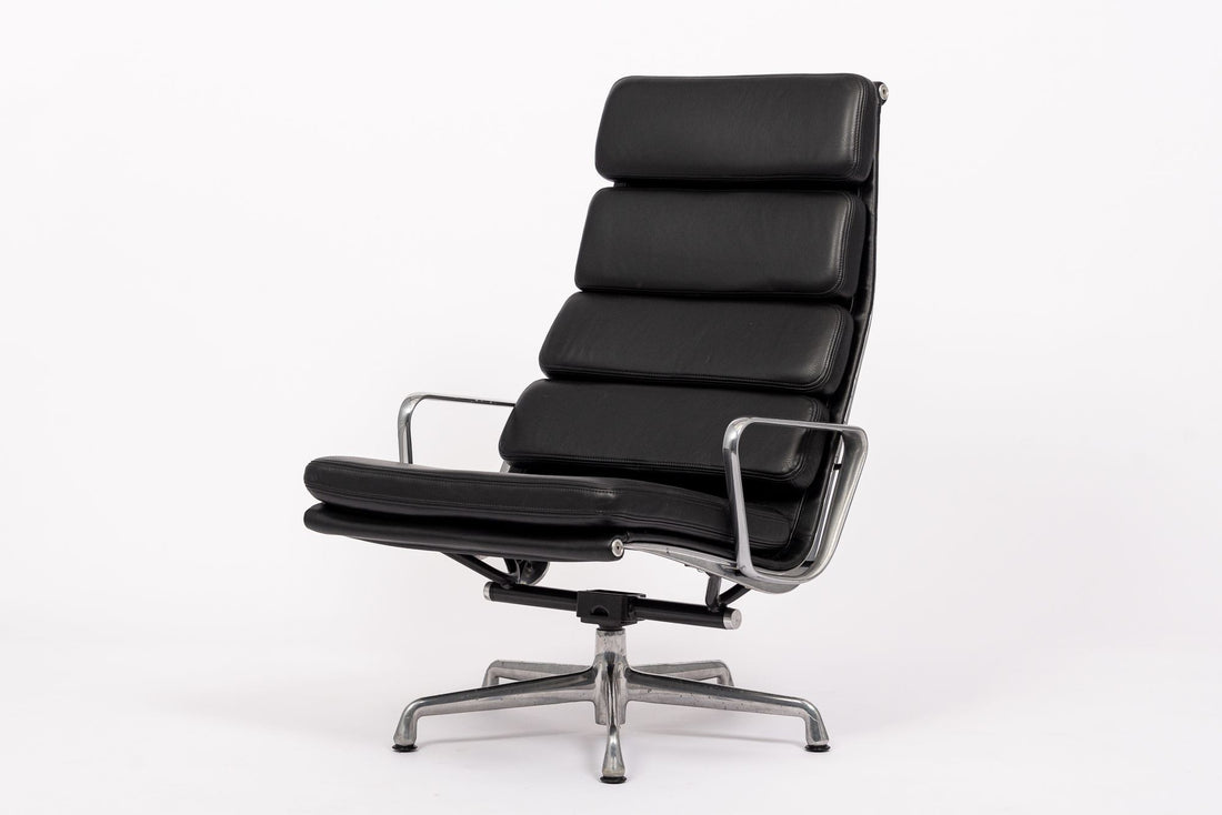 Eames Herman Miller Black Leather Soft Pad Office Lounge Chair