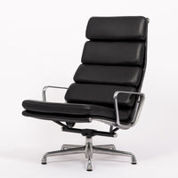 Eames Herman Miller Black Leather Soft Pad Office Lounge Chair