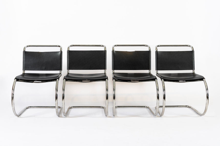 Mid Century Bauhaus MR 10 Black Side Chairs by Mies van der Rohe for Knoll
