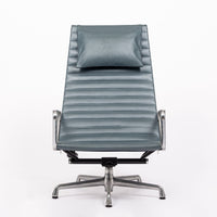 Eames Herman Miller Blue Gray Leather Office Lounge Chair - 2 Available