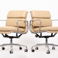 Eames for Herman Miller Cream Leather Office Chair Pair 2000s