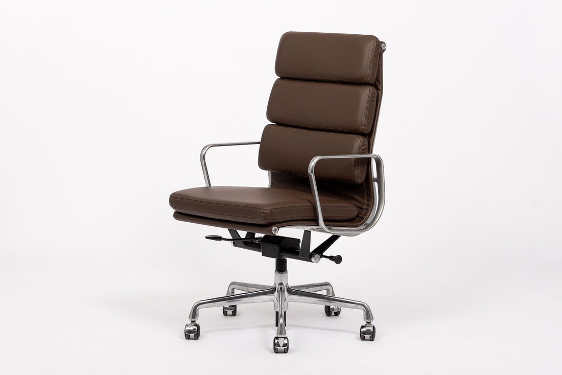 Herman Miller Eames Tall Dark Brown Leather Desk Chair Soft Pad