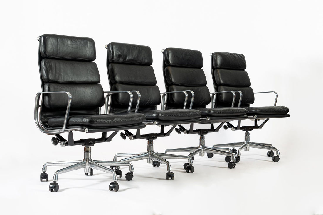 Authentic Eames Herman Miller Tall Black Leather Office Chairs 2001