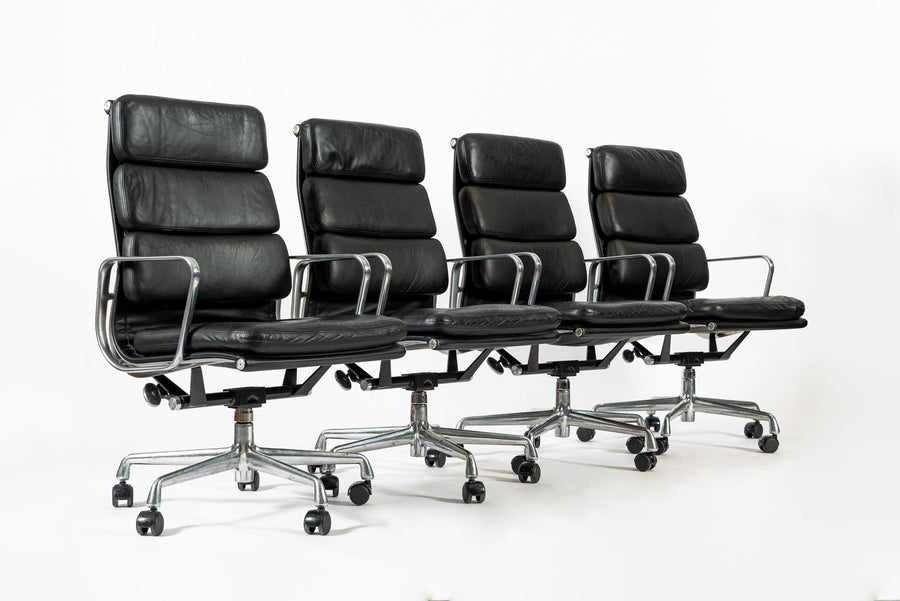 Authentic Eames Herman Miller Tall Black Leather Office Chairs 2001