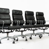 Authentic Eames Herman Miller Tall Black Leather Office Chairs, 2001 - Set of 4