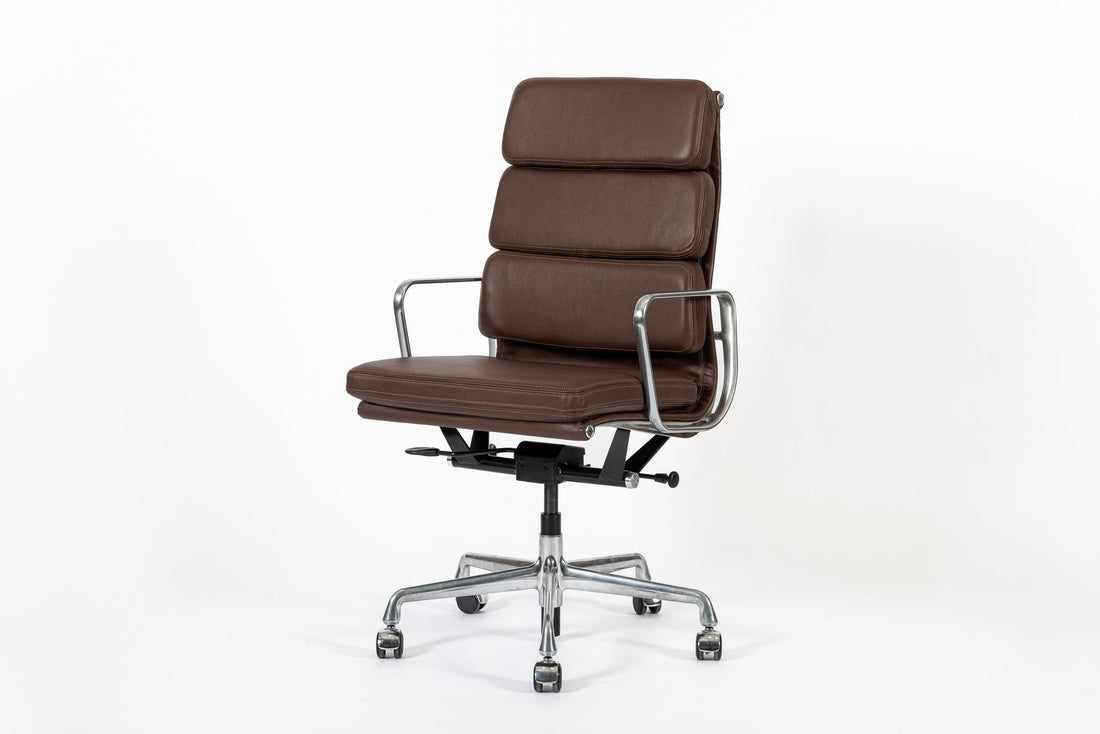 Herman Miller Eames Tall Brown Leather Desk Chair Soft Pad