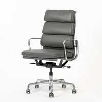 Herman Miller Eames Aluminum Group Tall Gray Leather Office Chair Soft Pad
