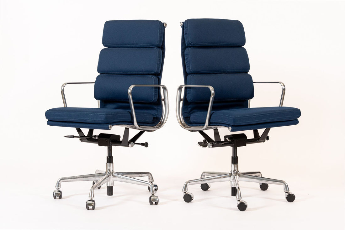 Herman Miller Eames Tall Navy Blue Fabric Office Chairs Set of 2