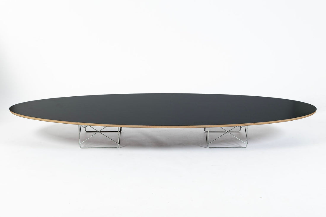 Eames Surfboard ETR Coffee Table for Herman Miller, Black Mid Century Modern Table