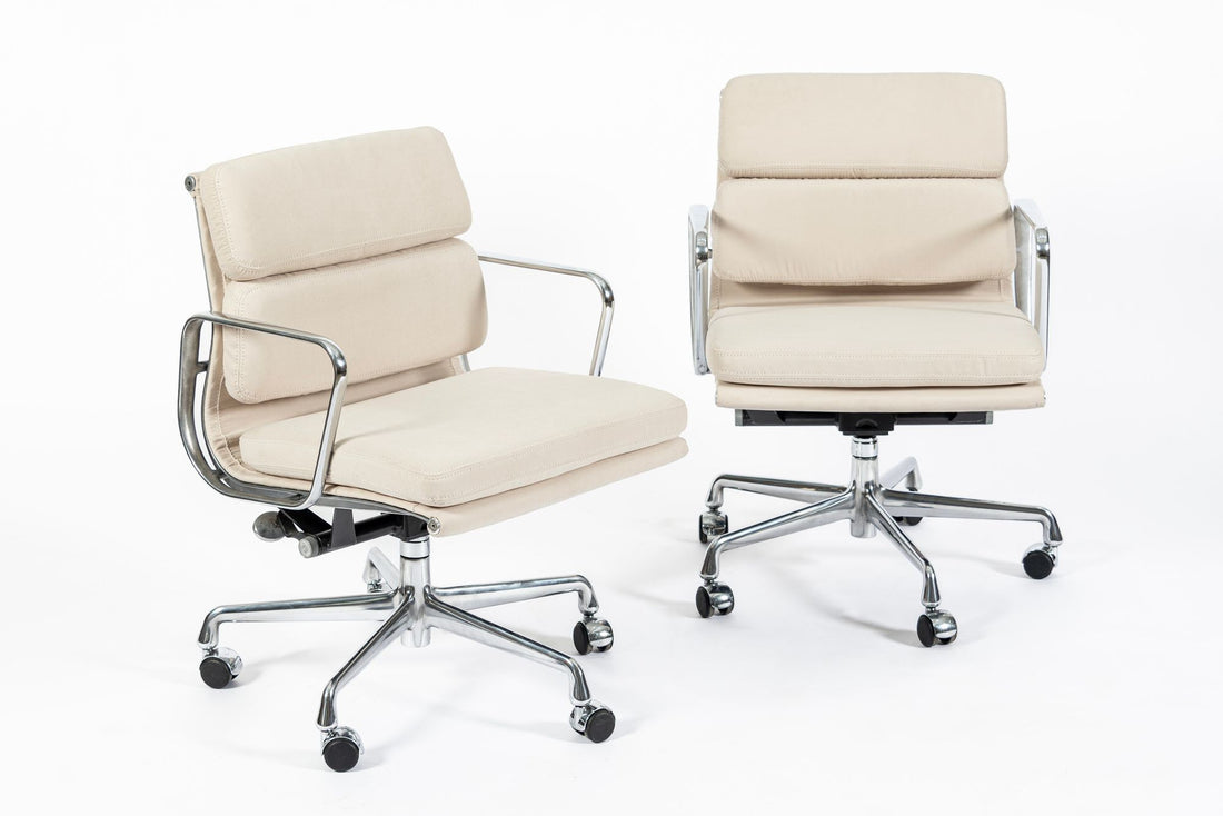 Eames for Herman Miller Cream Tan Office Chairs in Schumacher VEGAN Suede