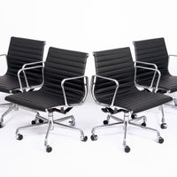 Eames for Herman Miller Black Leather Desk Chairs Thin Pad