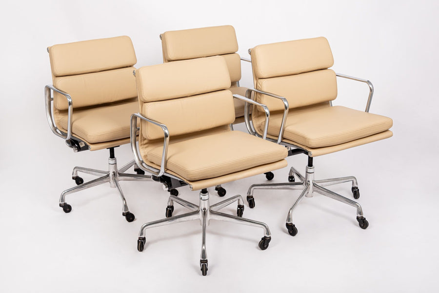 Eames Herman Miller Tan Leather Desk Chairs 2000s Set of 4