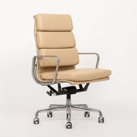 Eames Herman Miller Tall Cream Leather Office Chair Aluminum Group