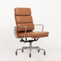 Herman Miller Eames Tall Brown Leather Desk Chair Aluminum Group