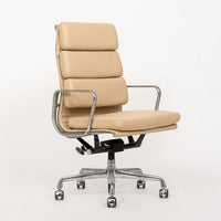 Eames Herman Miller Tall Cream Leather Office Chair Aluminum Group