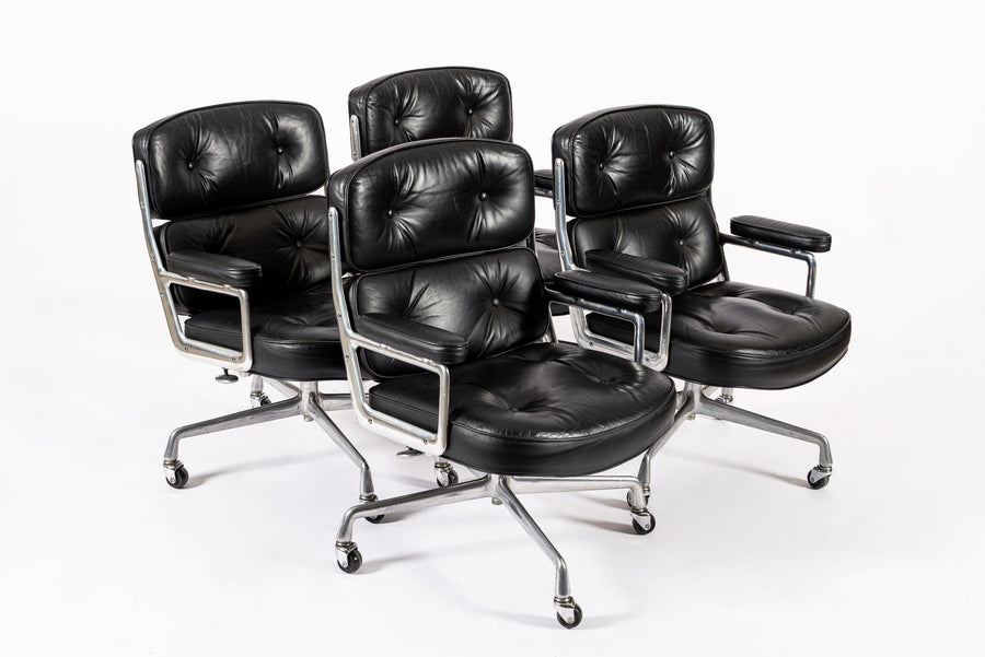 Eames for Herman Miller Time Life Black Leather Office Chairs 1980s