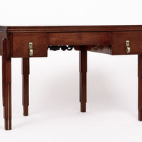 Antique Art Deco Wood and Ebonized Demilune Desk, 1930s