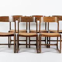 Mid Century Modern French Wood & Cane Wicker Chairs by Baumann
