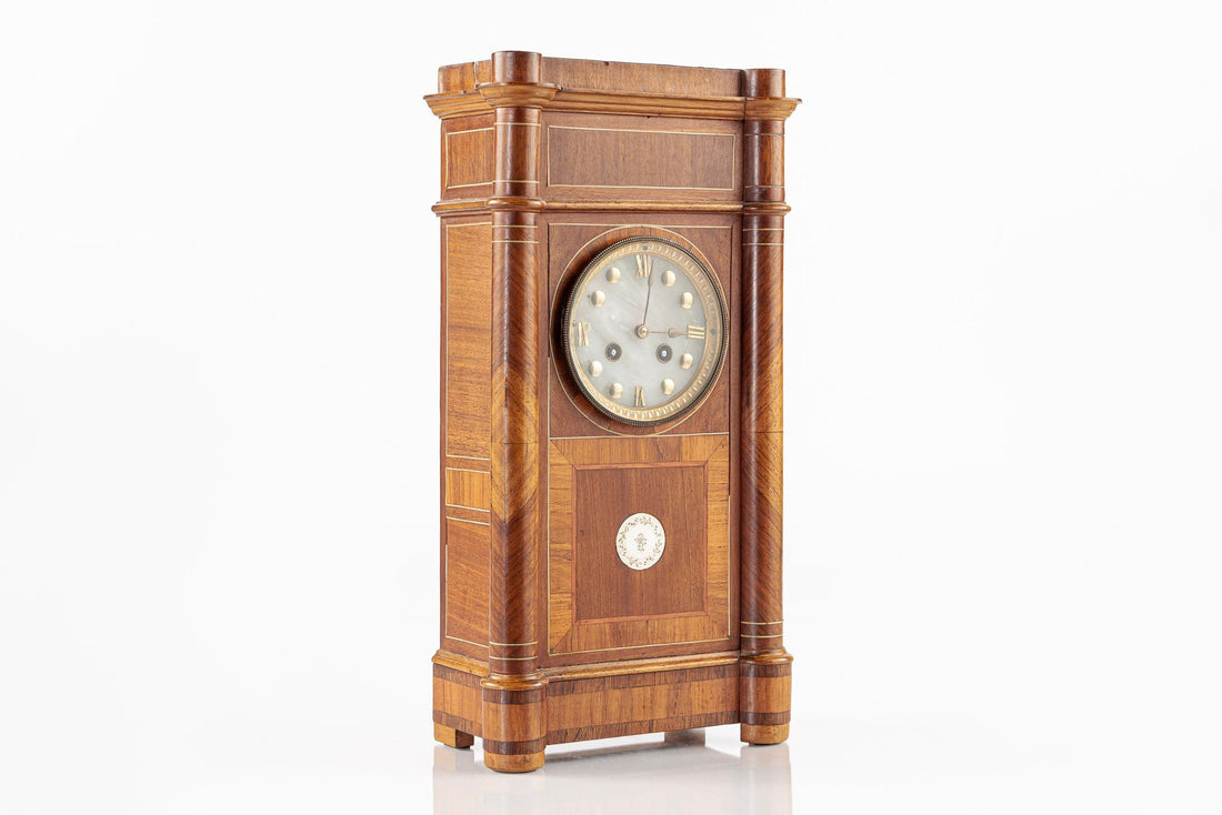 Antique French Wooden Chiming Mantel Clock, circa 1900