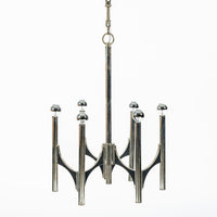 Gaetano Sciolari Italian Chrome Mid Century Modern Chandelier, 1970s