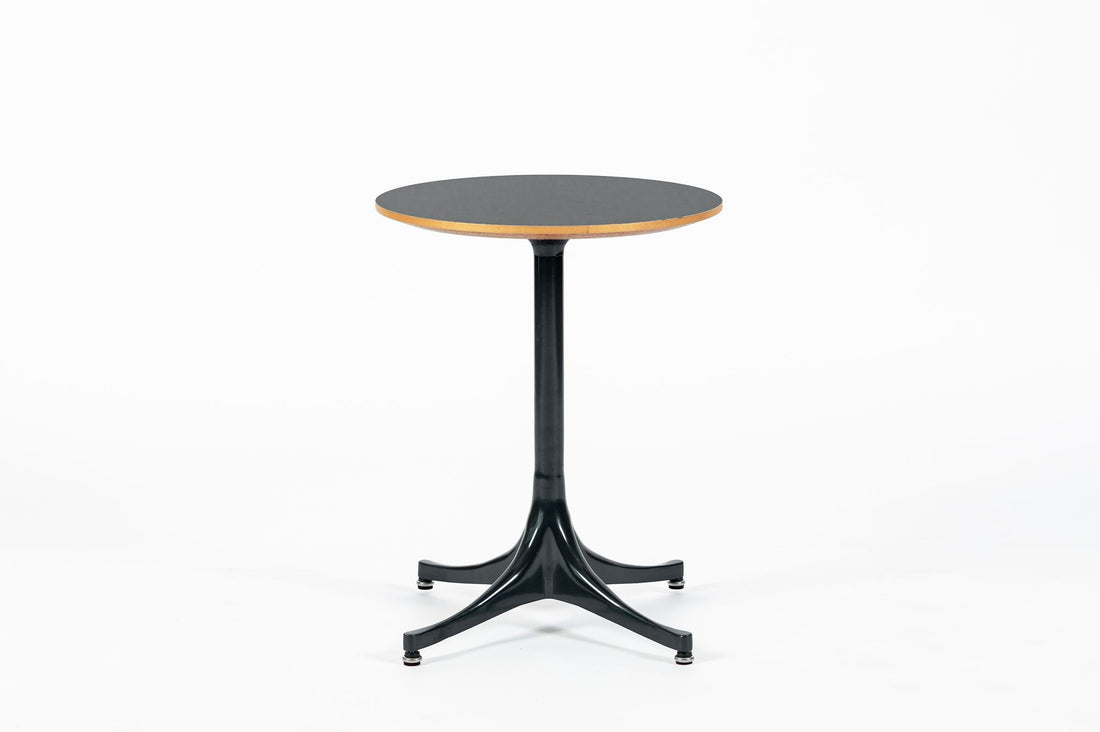 Mid Century George Nelson Pedestal Side Table for Herman Miller Black Laminate