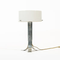 Vintage Mid Century Silver & White Acrylic Shade Table Lamp