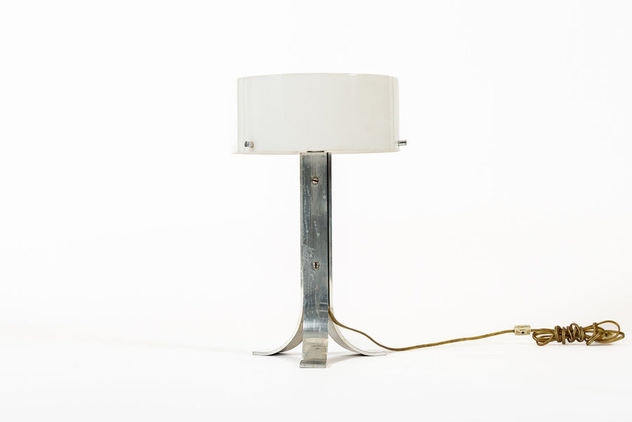 Vintage Mid Century Silver & White Acrylic Shade Table Lamp