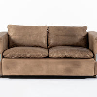 Mid Century German Distressed Brown Leather Sofa in the Style of Robert Haussmann